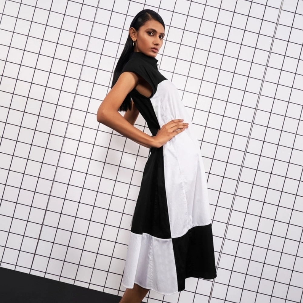 Elegant Black and White Dress